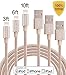 Tecland 3Pack 3FT 6FT 10FT Lightning Cable Nylon Braided Lightning to USB Charging Cord Charger for iPhone 6s,6, 6plus,6s plus, iPhone 5s 5 5c SE, iPad & iPod (gold)