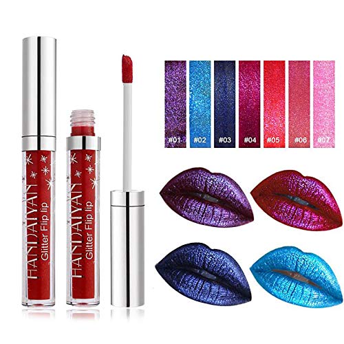 Liquid Lipstick,Metal Lip Gloss Waterproof Matte Lipstick Heavy Metallic Pearlescent Lip Gloss Waterproof Non-stick Cup Lipstick for Party,Daily Use (C)