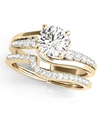 1 Carat Halo Hand-Crafted Diamond Engagement Bridal Ring Set 14K Solid Rose, White & Yellow Gold