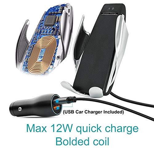Wireless Car Charger Mount,YIVIDA 10W Qi Fast Charging Auto-Clamping Car Mount, Air Vent Car Phone Holder & QC3.1 Car Charger Compatible with iPhone X/Xs MAX/XS/XR/X/8/8+,Samsung S10/S10+/S9/S9+/S8