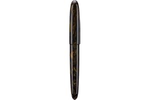 Asvine C80 Fountain Pen #8 Stub 1.1mm Nib Large Handcraft Calligraphy Art Drawing Pen with Converter Pen Case Collection Set (Brown Gold)