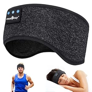 WU-MINGLU Bluetooth Headband Sleep Headphones, Wireless Music Sport Headbands Headsets Sleeping Headphone for Men,Women with Thin and Cool Fabric & Adjustable Earphones for Running, Yoga (BLACK)