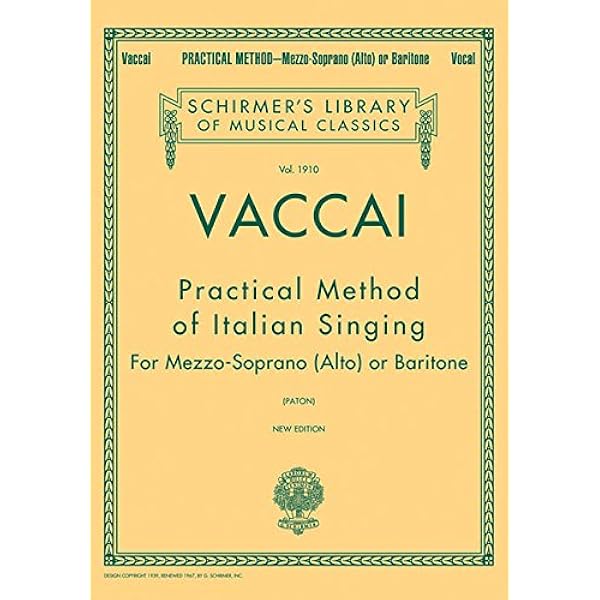 Practical Method Of Italian Singing New Edition Mezzo Soprano Alto Or Baritone Paton J Vaccai N 9780793551200 Amazon Com Books