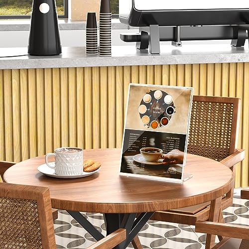 HIIMIEI Set of 6 Table Displays, Poster Stand, A5 (14.8 x 21 cm) Clear Acrylic Easel Table Easel, Menu Stand