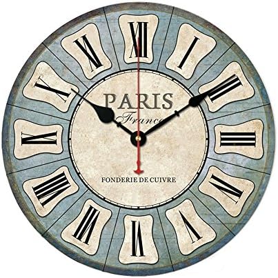 Yesee Retro Style Non Ticking Silent Wooden Wall Clock Battery Operated with Famous Movement, [NO CASE] (12 Inches, Europe Style)