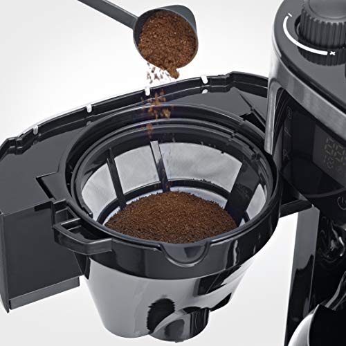 Cafetière Filtre Avec Broyeur, 1 000W, 1,4L, Jusqu'à 10 tasses, Sélecteur d'arôme, Ecran tactile, Inox Brossé/Noir,KA 4813, 43.50