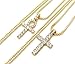 Fashion 21 Egyptian Ankh, Cross Pendant 20, 24, 30 inches Box Chain 2 Necklace Set in Gold Tone (20