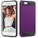 iPhone 5S Case, iPhone 5 Case, Vofolen Impact Resistant iPhone 5S Wallet Case Hybrid Bumper Armor Snap-on Black Soft Rubber Cover Protective Shell Card Holder for iPhone 5 5S SE - Purple