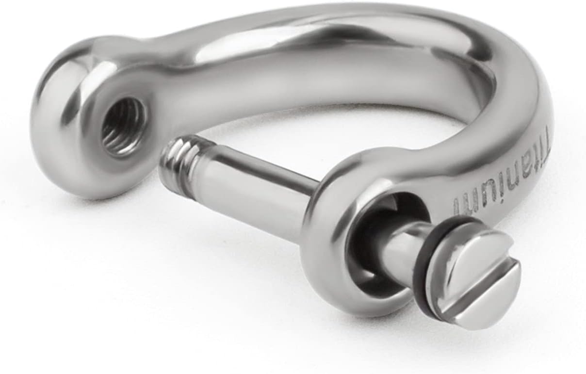 TISUR Titanium D-Rings with Screw Shackle, U Shape Key Chains Rings, Car Keys Tools, DIY Leather Craft Purse/Wallet Buckle 1 pcs (Polished, Small)
