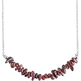 NJCRAFT Natural Gemstone Chips Choker Necklace for Woman| Silver Plated Gem-stone Necklace | Chip 2–3 mm | Adjustable Chain 16+2 Inch