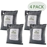 Moso Natural Air Purifying Bag. Odor Eliminator for Cars, Closets, Bathrooms and Pet Areas. Charcoal Color, 200-G, 4 Pack