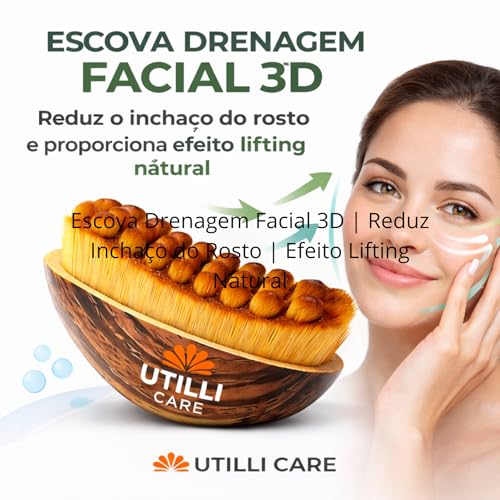 Escova Facial para Drenagem Linfática e lifting Facial - Massageador de Contorno, Estímulo de Circulação e Redução de Inchaço - Cerdas Ultra Macias