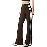 OQQ Yoga Pants Women High Waist Stripes Soft Casual Stretch Flared Bottoms Trousers