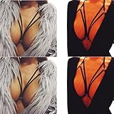 Hunputa Womens Sexy Harness Bra Elastic Bra Strappy Hollow Out Bra Bustier (S, Black)