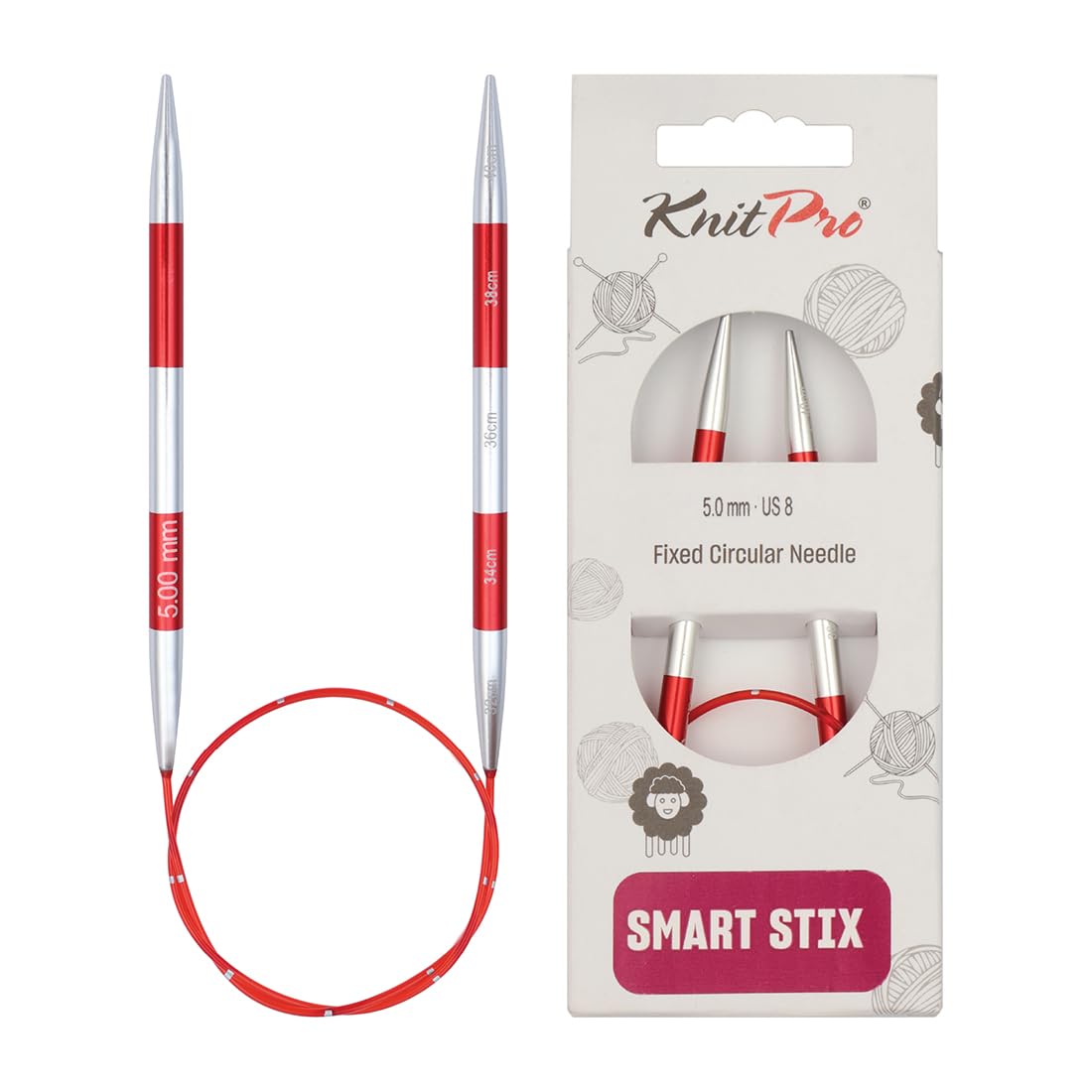 KnitPro Smartstix Fixed Circular Needles 16" (40cm) | 5.00mm — image 1