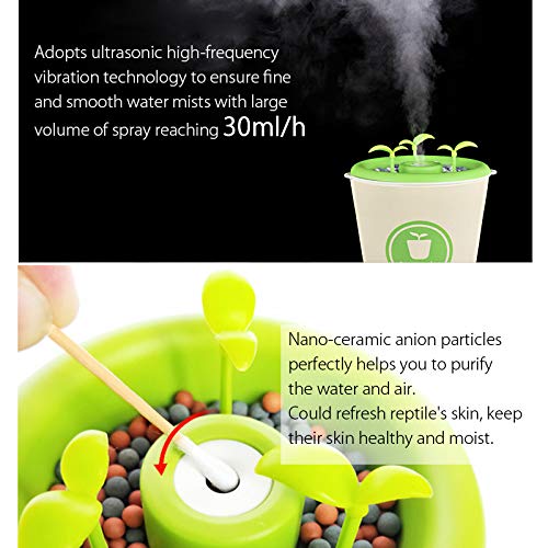 WINGOFFLY Ceramic Anion Reptile Humidifier for Turtle Lizard Pet Plant Fogger Terrarium Tank Humidifier for Amphibians Leopard Gecko Pink - Thumbnail 5