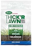 Scotts Turf Builder Thick'R Lawn Sun and Shade, 12 lb. - 3-in-1 Solution for Thin Lawns - Combination Seed, Fertilizer and Soil Improver for a Thicker, Greener Lawn - Covers 1,200 sq. ft.