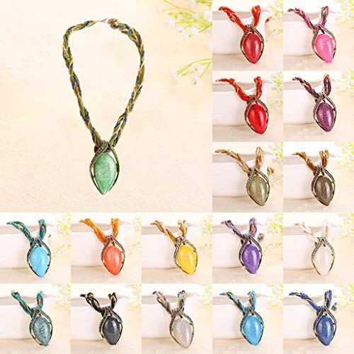 Challyhope Fashion Retro Bohemian Turquoise Stone Pendant Collar Statement Chunky Necklaces Rhinestone Gem Jewelry for Women Beach Hawaii (Blue) - Thumbnail 4
