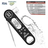Digital Instant Read Meat Thermometer Waterproof Ultra-fast Cooking Thermometer Foldable Smart Probe Backlight Calibrate Kitchen Grill Smokers For BBQ Food Candy Milk Tea Roast Oven Safe By Aier Le