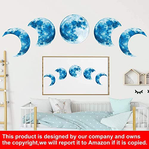 Glow in The Dark Moon Wall Decals Luminous Space Blue Moon