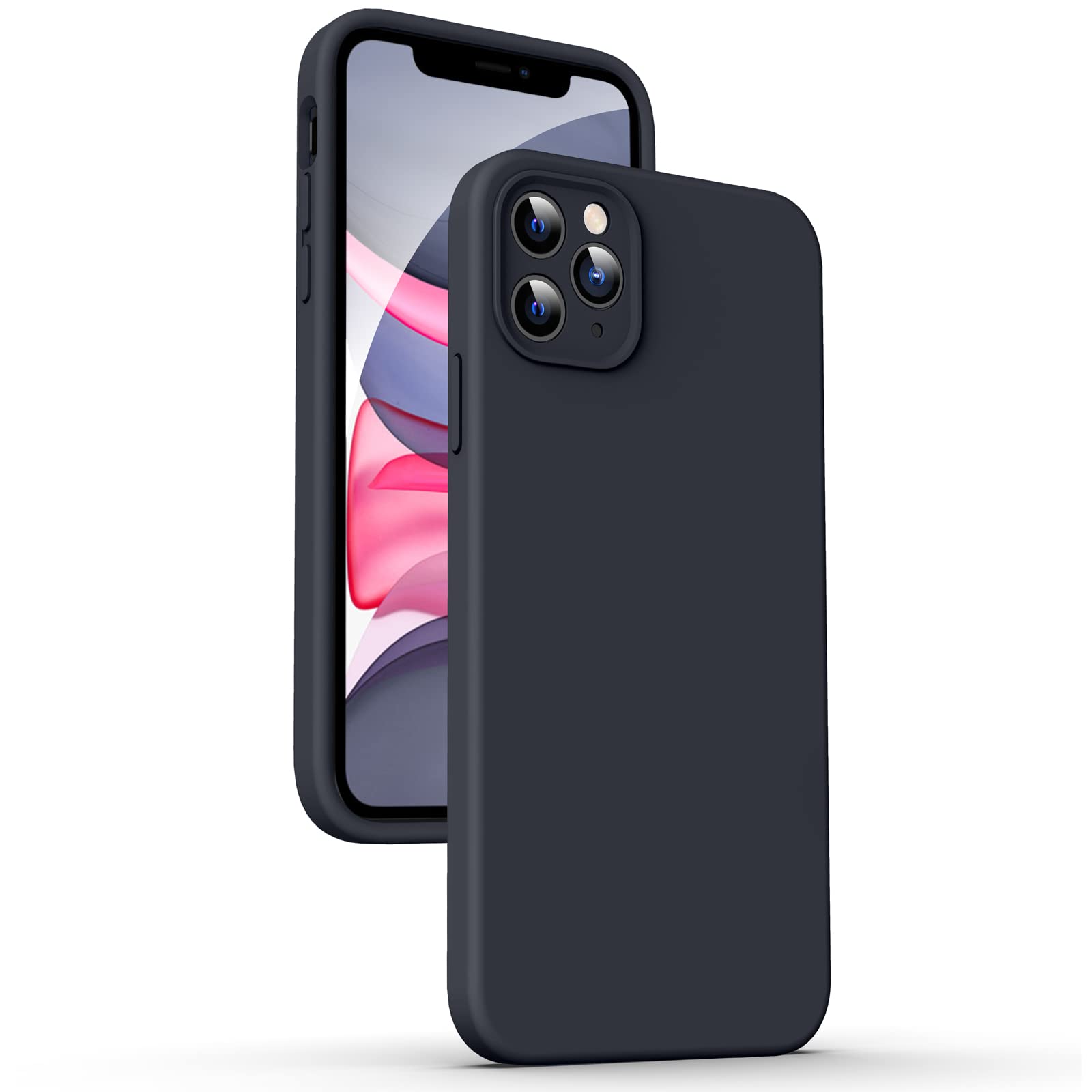 Supdeal Liquid Silicone Case for iPhone 11 Pro, [Flat Edge Design] [Camera Protection] [Anti Fingerprint] 4 Layers Protect Scratch Proof Anti Drop Microfiber Phone Cover, 5.8", Black — image 1
