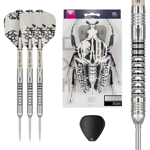 Target Darts EXO Edition 90% Tungsten Steel Tip Darts Set - 23g Barrel SP03 - Steel Tip Dart Set, Swiss Point Darts mit Pro Grip Schäften und No.6 Fli