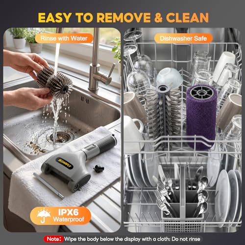 SOARFLY Electric Grill Brush for Outdoor Grill, 2-Speed & 20kg Torque Electric BBQ Grill Brush, Powerful Motor 800RPM Fast Safe Grill Cleaner, 4000mAh Long Battery Life, LED Light, Gifts for Men Dad