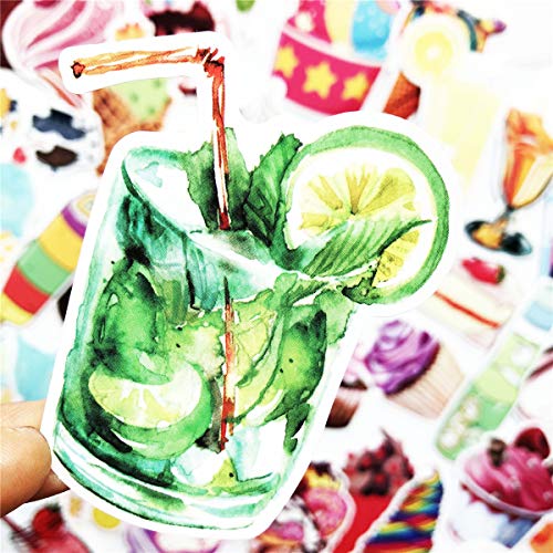 70pcs Lovely Pink Girl Summer Ice Cream Cold Drink Stickers Laptop Car Bicycle Suitcase Computer Water Bottle Mobile Phone Stickers Decals (Pink ice Cream)