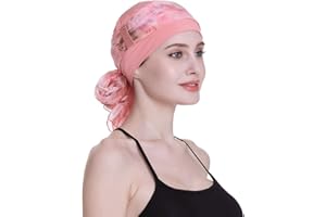 FOCUSCARE Elegant Chemo Cap with Silky Scarfs for Cancer Women Hair Loss Sleep Beanie