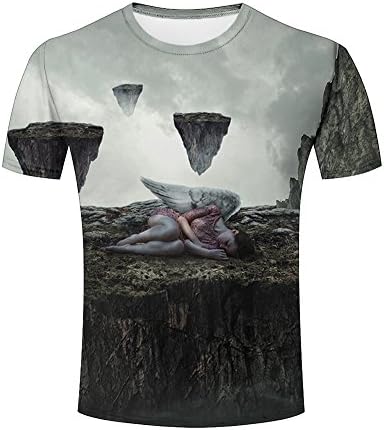 3d Printed T-shirt Men's Creative Angel Girl Pattern Short Sleeve Fairy Tail Series Blue T-shirt Tops S