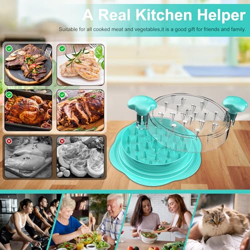Large Chicken Shredder with Brush and Fork, Visible Shredder with Non-Slip Strip and Ergonomic Handle, BPA Free and Suitable for Chicken, Pork and Beef (Mint Green)