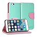 GMYLE iPhone 6 Case, [Wallet Stand] iPhone 6 4.7 Case Wallet [Mint Green & Pink] Premium Synthetic Leather Wallet Case Cover with STAND Flip Cover for iPhone 6 (4.7) - Mint Green & Pink