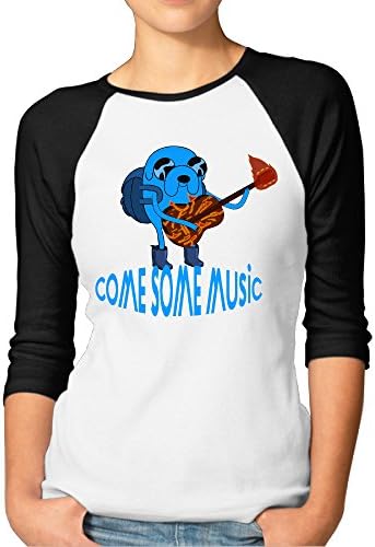 LOYRA Women's 3/4 Sleeve Adventure Time Jake Football Short T-shirt Black L
