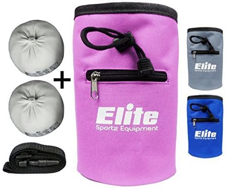 Elite Sportz Equipment Rock Climbing Chalk Bag and 2 x Chalk Balls - No Leak Drawstring Bag and Secure Zip Pocket