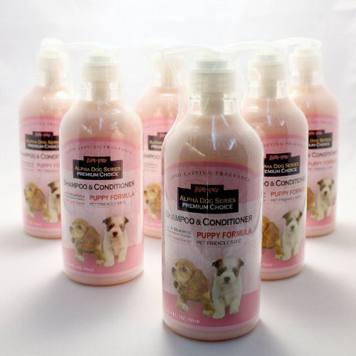 All Natural, Hypoallergenic | Gentle Puppy Shampoo + Conditioner with Aloe Vera | Antibacterial | pH Balanced | Tear Free | Detangler & Moisturizer | Odor Eliminator | Grooming Quality - (Pack of 6)