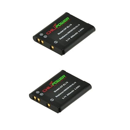2x ChiliPower EN-EL19, ENEL19 (800mAh) Akku für Nikon Coolpix S100, S2500, S2600, S2700, S2750, S3100, S3200, S3300, S3400, S