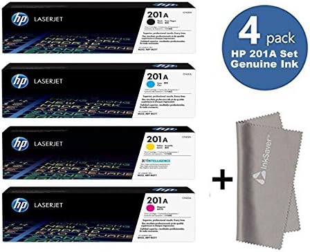 HP Original 201A BCYM l LaserJet Toner Cartridge Set CF400A, CF401A, CF402A, CF403A- for hp LaserJet M277/ MFP M277dw/ LaserJet Pro M252 + InkSaver MicroFiber LCD Screen Cleaning Cloth