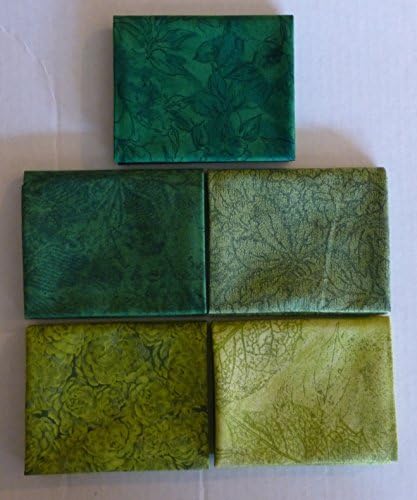 Jinny Beyer Palette Fat Qtr Bundle of 5, Group #13~Shades of Green~Cotton Fabric
