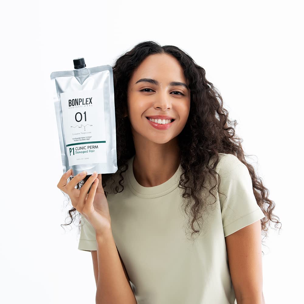 BONPLEX Clinic Perm for Damaged | Color Treated | Chemically Treated | Thin or Delicate Hair | Cysteamine Thioglycolate Based | Hydrochloride Free | pH 4.5 | Cream Type Multi-Perm System 16.9oz