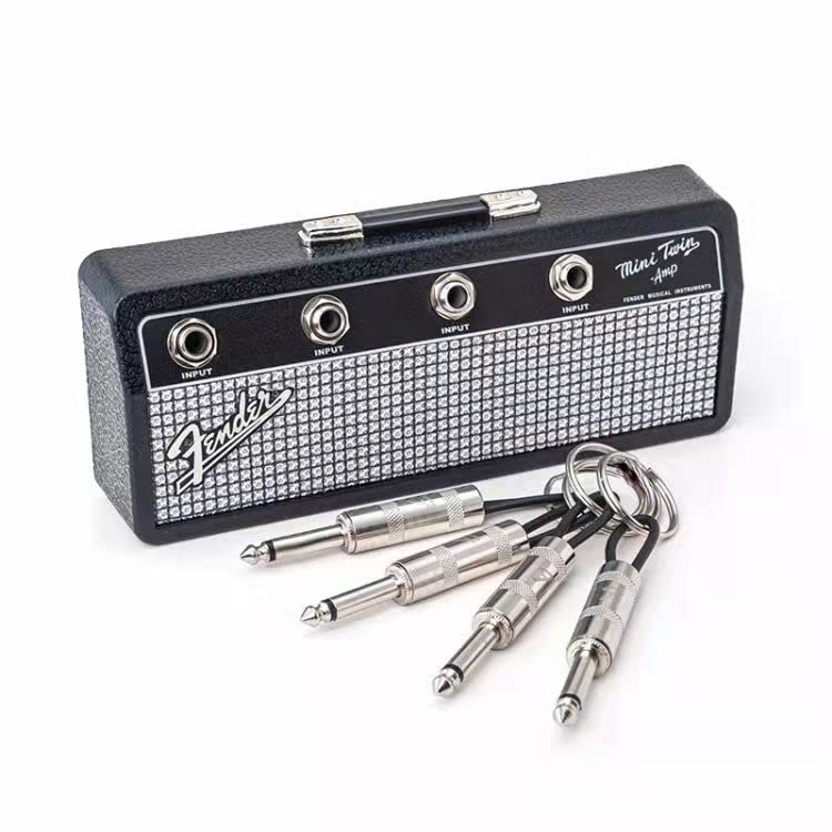 Deluisho Key Holder for Wall Audio Keychain Guitar Keychain Wall Mount Keyboard Key Holder Audio Wall Mount Creative Retro Key Storage with 4-Guitar Plugs (FD-1)