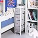 ROMOON Narrow Closet Organizer, 4 Drawer Fabric Storage Bins, Tall Storage Dresser,Closet Organizer Shelves with Drawers for Bedroom, Hallway, Entryway, Closet, Nursery Room-Grey