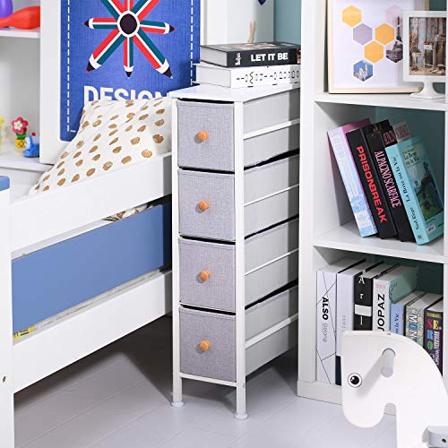ROMOON Narrow Closet Organizer, 4 Drawer Fabric Storage Bins, Tall Storage Dresser,Closet
