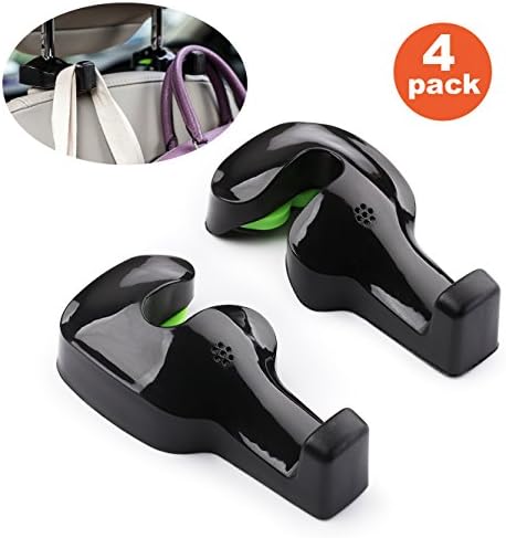 JBR (4 pack) Universal Car Vehicle Back Seat Headrest Hanger Holder Hook for Bag Purse Cloth Grocery