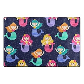 Yochoice Non-Slip Area Rugs Home Decor, Hipster Colorful Cute Mermaid Girls Floor Mat Living Room Bedroom Carpets… 51SHhu1wxEL