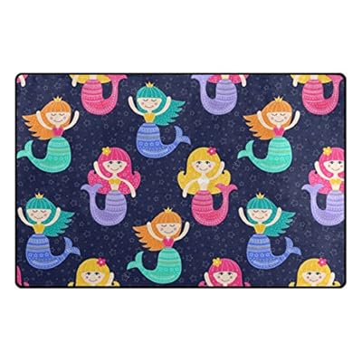 Yochoice Non-Slip Area Rugs Home Decor, Hipster Colorful Cute Mermaid Girls Floor Mat Living Room Bedroom Carpets… 51SHhu1wxEL