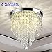 DLLT Modern Crystal Chandelier Fixture, 4-Lights Mini Chandelier Pendant Flush Mount Ceiling Lighting, H12.2'' x W11.8'' Crystal Lights Fixture for Bedroom, Hallway, Kitchen, Bathroom, Living Room