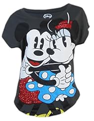 Apparel: Disney Womens Mousey Embrace Bling T-Shirt Charcoal Grey Medium - Disney