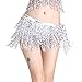 MUNAFIE Women's Belly Dance Hip Scarf Performance Outfits Skirt Festival Clothing Silver,One Size