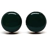 Stud Earrings Set, Forest Green 10 mm Round Stud Earrings, Handmade for Women Men, Stainless Steel Posts for Sensitive Ears, Lightweight Minimalist Color Dot Earrings, Modern Jewelry by Candi Cove Designs