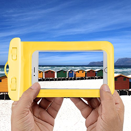 Dry Bag - Waterproof Roll Top Dry Sack with Transparent Window, Exterior Zip Pocket, Long Shoulder Strap for Kayaking, Rafting, Canoeing & Fishing - Waterproof Phone Case Included (dark yellow, 10L) - Thumbnail 4